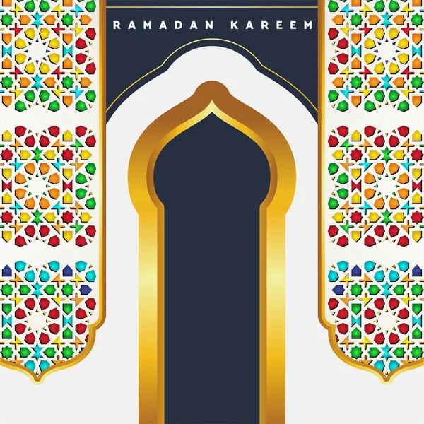 Plantilla Fondo Tarjeta Felicitación Diseño Islámico Con Detalles Decorativos Coloridos — Archivo Imágenes Vectoriales