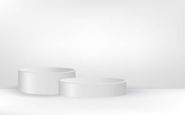 Ürün sunumu, markalaşma ve paketleme sunumu için podyum arkaplan tasarımı. Kürsüde mimari unsurlara sahip arka plan