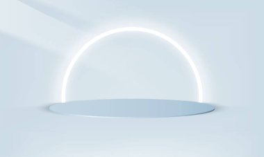 Ürün sunumu, markalaşma ve paketleme sunumu için podyum arkaplan tasarımı. Kürsüde mimari unsurlara sahip arka plan