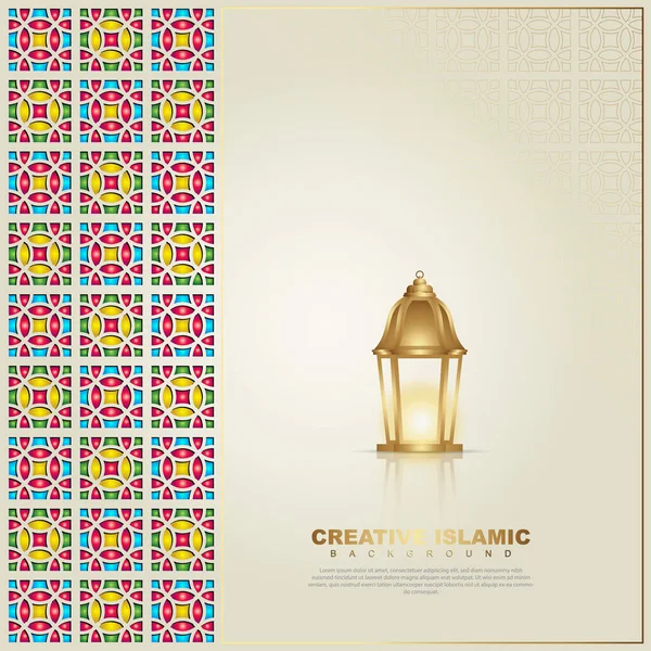 Islamic Design Greeting Card Background Template Ornamental Colorful Mosaic Islamic — Archivo Imágenes Vectoriales
