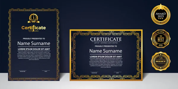 Modern Tasarım Sertifikası tasarımı konsepti. Basit zarif ve lüks modern tasarım diploma arkaplan vektör ödül sertifikası şablonu. Sertifika Şablonları