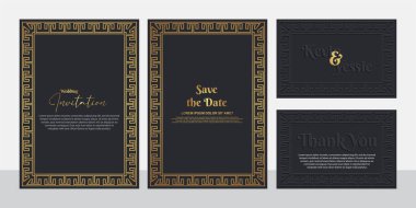 Süslü, çerçeveli düğün davetiyesi tasarımı. Düğün Şablonu