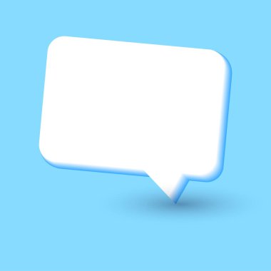 Mavi arkaplanda üç boyutlu konuşma balonu vektör tasarımı. Sosyal medya ihtiyaçları için uygun