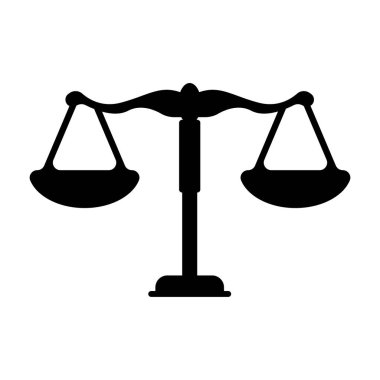 Adalet ölçeği simgesi. Beyaz arka plan. Grafik ölçekli Vektör illüstrasyonu derecelendiriliyor.