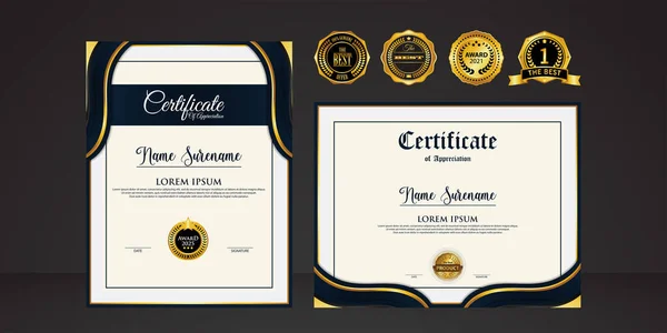 Plantilla Certificado Moderno Gradación Colores Dorados Lujo Estilo Moderno Imagen — Vector de stock