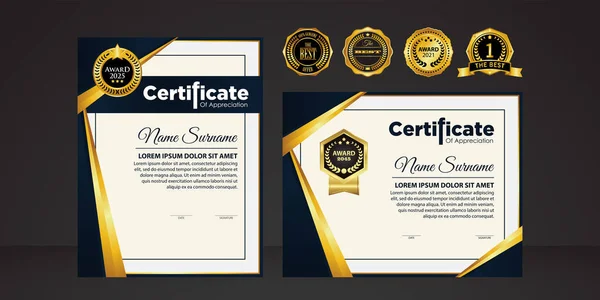 Modello Certificato Moderno Gradazione Colori Oro Stile Lussuoso Moderno Immagine — Vettoriale Stock