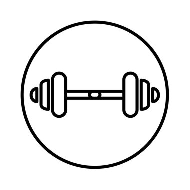 Dumbbell Simge Tasarımı. Spor salonları, spor salonları, sağlık ve etkinlik ikonları için dambıllar. Beyaz arkaplanda siyah işaret tasarımı