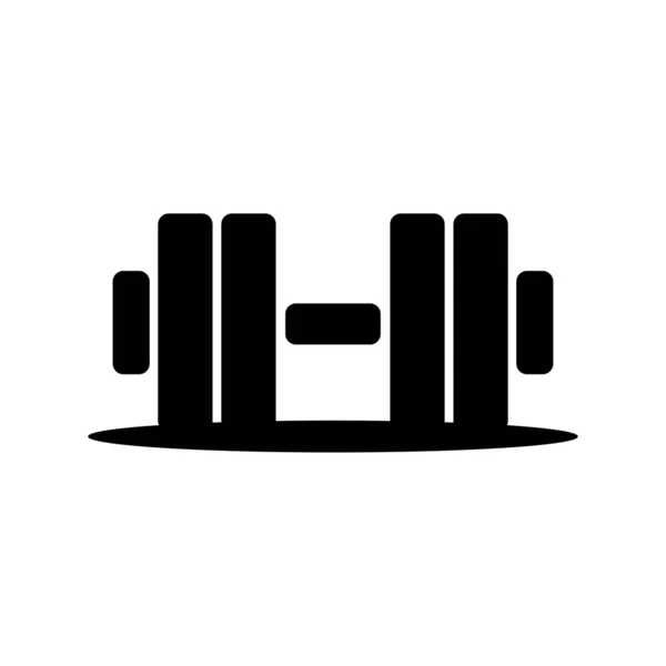 哑铃图标设计 体育场馆 健康和活动图标的哑铃 白色背景的黑色标志设计 — 图库矢量图片