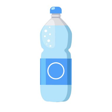 Bir şişe maden suyu, plastik bir şişe vektör illüstrasyonunda iç.