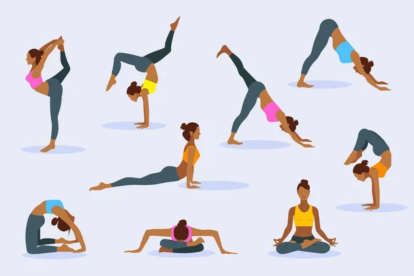 Yoga ya da fitness egzersizi yapan zayıf, sportif bir kadın grubu..