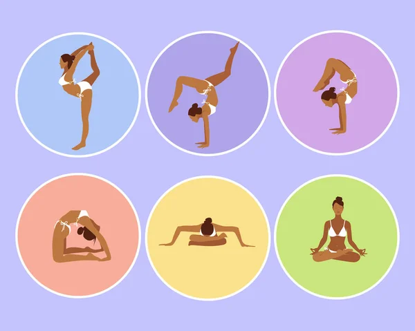 Yoga ya da fitness egzersizi yapan zayıf, sportif bir kadın grubu..