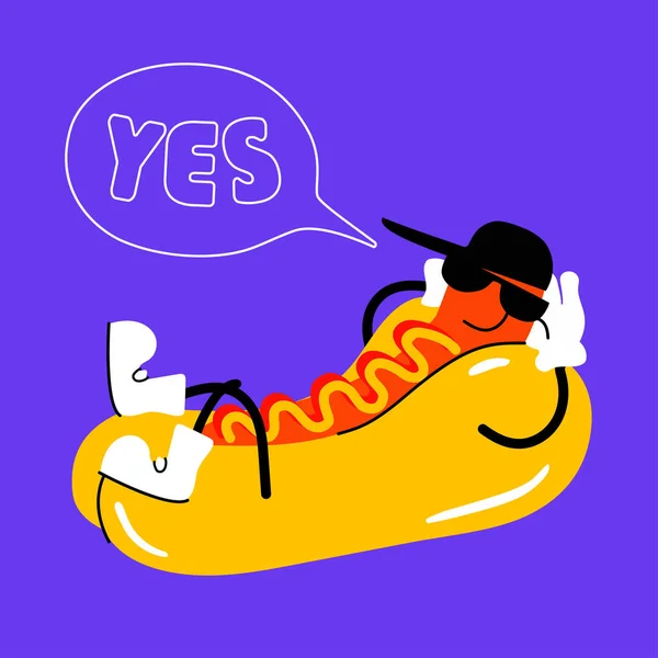 Hotdog Karakteri Yemek Resmini Gösteriyor