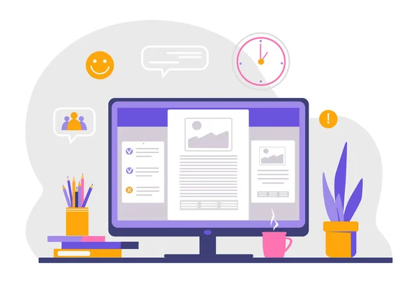 İş yeri, vektör düz tasarım çizimi