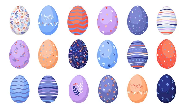 Happy Easter Set Easter Eggs Different Texture Spring Holiday — Stock Vector