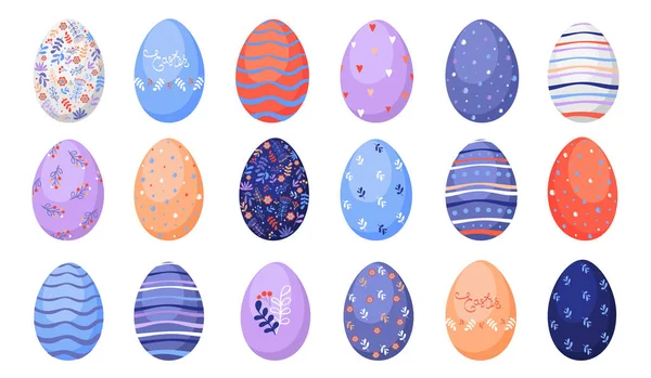 Veselé Velikonoce Sada Velikonočních Vajíček Různou Texturou Jarní Prázdniny Royalty Free Stock Vektory