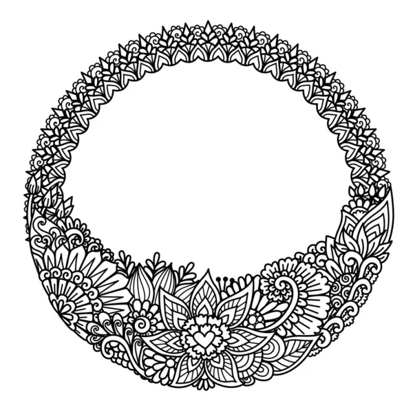 用于印刷 雕刻或着色页的Mandala圆形框架 矢量说明 — 图库矢量图片