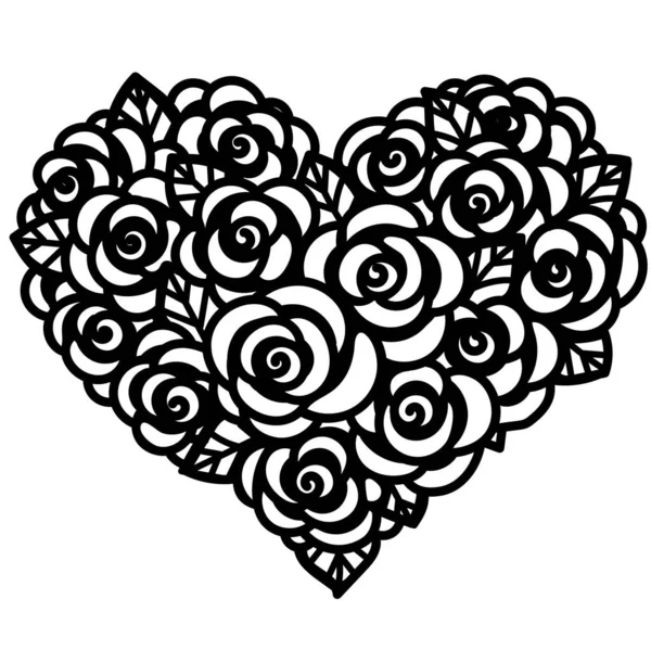 Τριαντάφυλλα Σχήμα Καρδιάς Εικονογράφηση Διανύσματος — Διανυσματικό Αρχείο