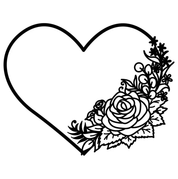 Heart Frame Flowers Copy Space Vector Illustration — Vettoriale Stock