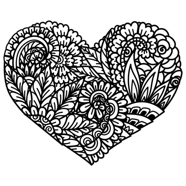 Floral Mandala Heart Coloring Page Engraving Laser Cut Hanger Etc — Stockvektor