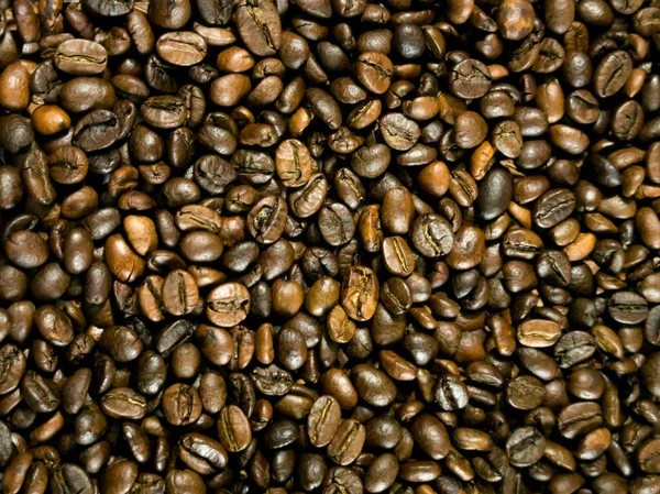 Rostade Bruna Kaffebönor Bakgrund — Stockfoto