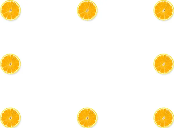 オレンジ スライスは 白い背景で隔離 トップ ビュー — ストック写真