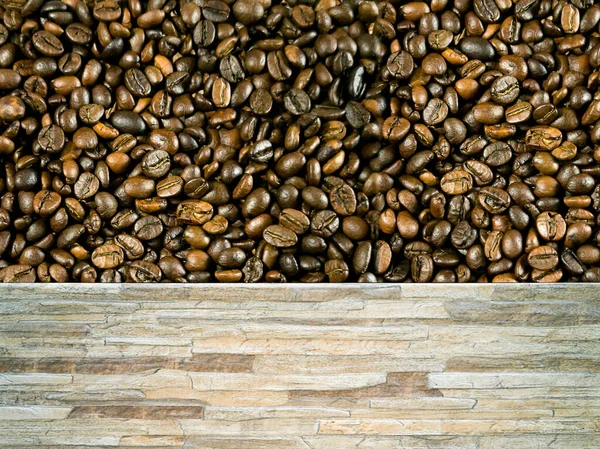 Coffee Beans Brown Stone Background — Zdjęcie stockowe