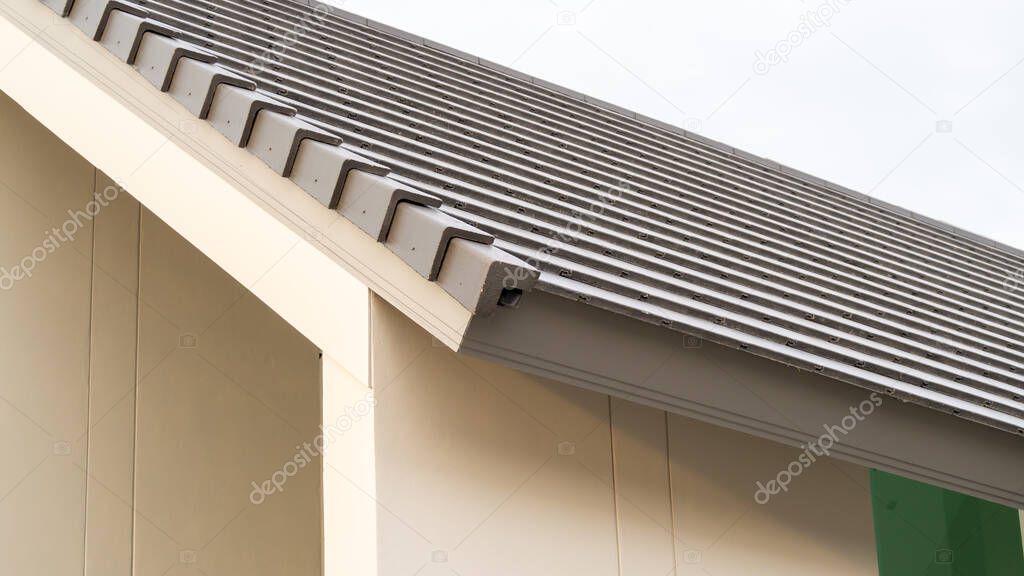 close-up, low angle shot, eaves area of a modern house, beautiful, luxurious,