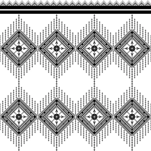 Kusursuz Siyah Beyaz Desenli Güzel Geometri Tekstil Kiremit Halı Yatak — Stok Vektör