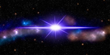 Galaksi uzayda. Parlayan yıldız