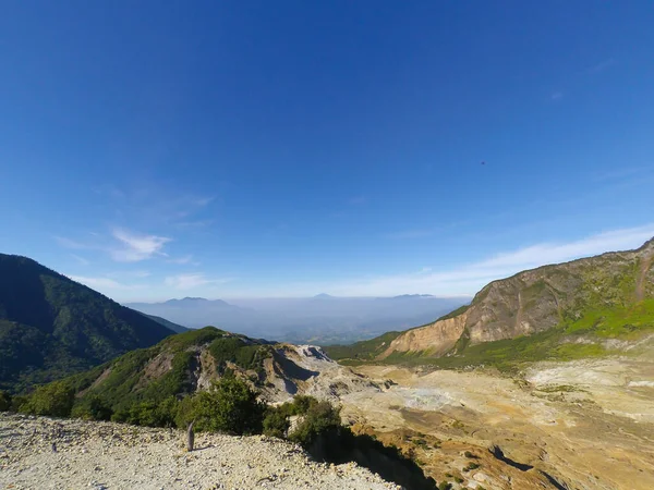 Abstract Defocused Photo Background View Valleys Cliffs Top Mount Papandayan — Stock Photo, Image