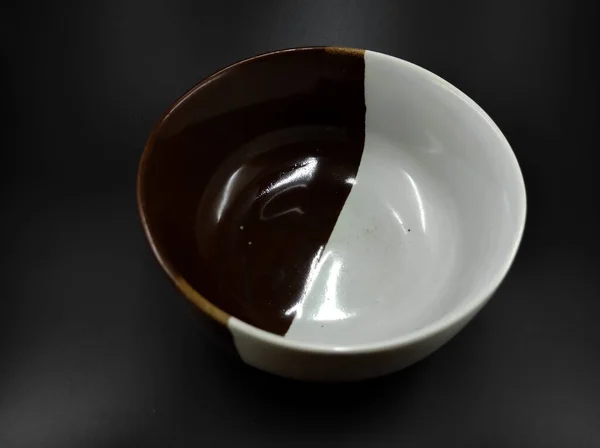 Photo Bowl Two Colors Isolated Black Background Focus — Photo