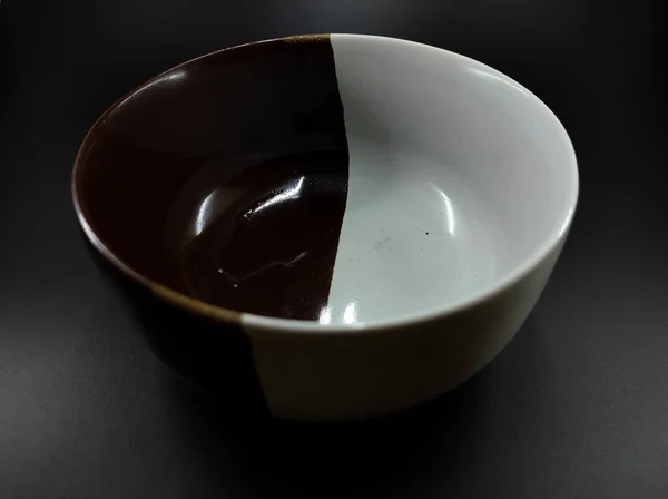 Photo Bowl Two Colors Isolated Black Background Focus — Fotografia de Stock