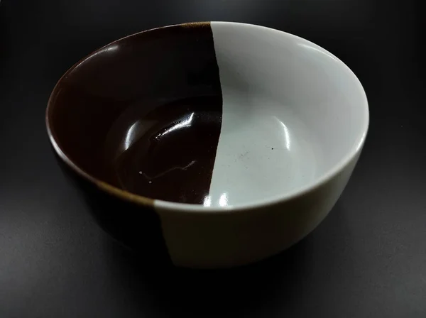 Photo Bowl Two Colors Isolated Black Background Focus — Stock fotografie