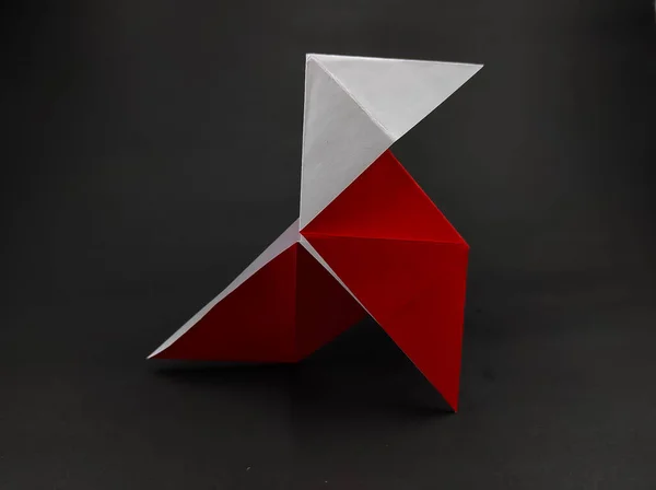Origami Rouge Série Braquage Argent Isolé Sur Fond Noir — Photo