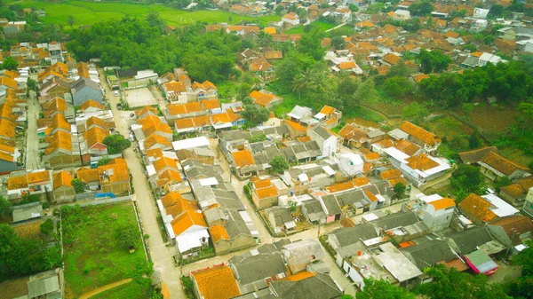 Abstract Defocused Aerial View Densely Populated Housing Cikancung Area Indonesia — Stock Photo, Image