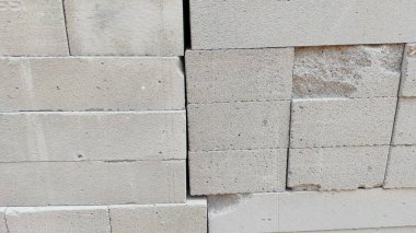 Endonezya 'nın Cikancung bölgesindeki bir yığın yeni beyaz tuğlanın arka planı