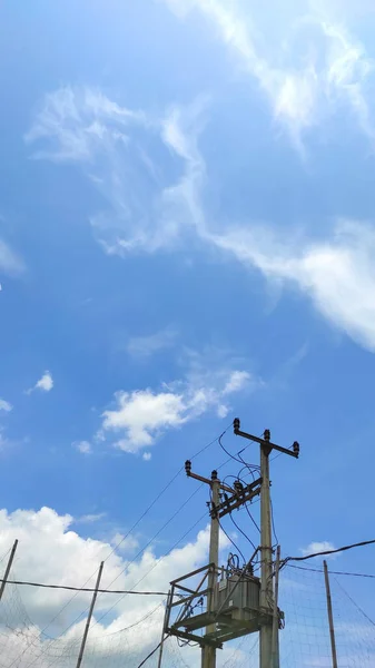 Umspannwerk Innerhalb Eines Zauns Mit Strahlend Blauem Himmel Cikancung Indonesien — Stockfoto