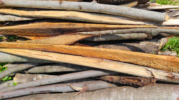 Endonezya 'nın Cikancung bölgesinde yol kenarına odun yığınları yığılmış.