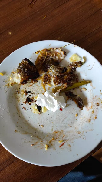 White Plate Leftovers Restaurant Pangandaran Indonesia — Stock fotografie