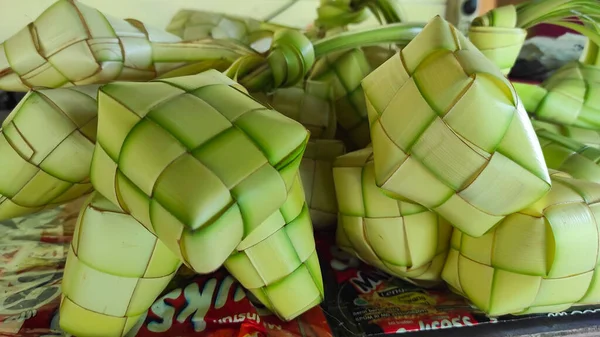 Texture Background Unfilled Ketupat Container Home Page Pangandaran Area Indonesia — Zdjęcie stockowe