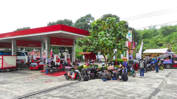 Pangandaran Jawa Zachodnia Indonezja Maja 2022 Tłum Podróżnych Którzy Zatrzymują — Zdjęcie stockowe