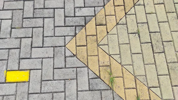 Abstract Defocused Paving Block Road Yellow Gray Stripes Tourist Area — Stock Fotó