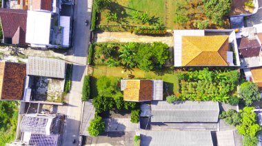 Abstract Defocused Aerial photography Residential house located in the hills in Majalaya - Indonesia, Not Focus