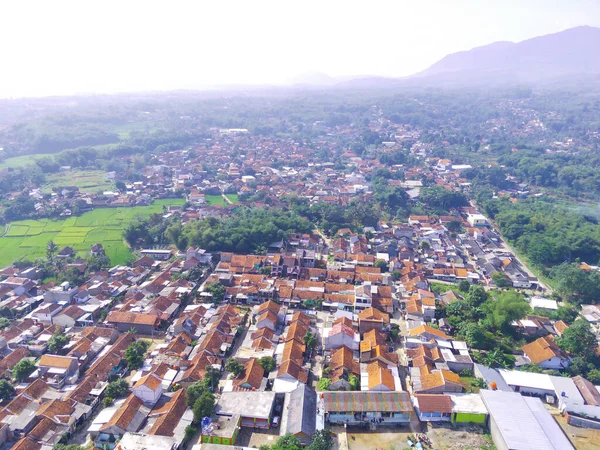 Abstract Defocused Aerial Photography Mapping Density Residential Districts Cikancung Area — 图库照片