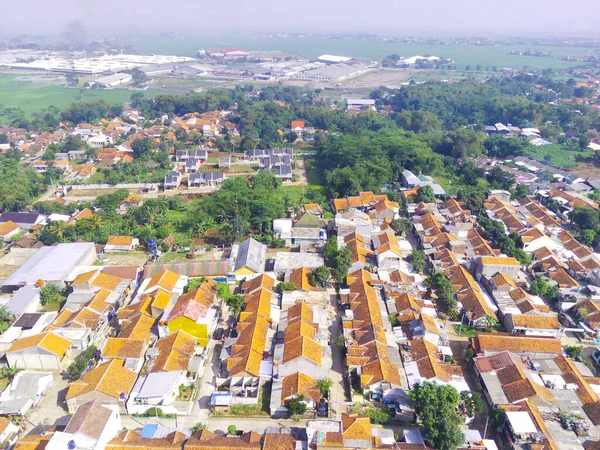 Abstract Defocused Aerial Photography Mapping Density Residential Districts Cikancung Area — Stok Foto