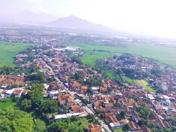 Abstract Defocused Aerial Photography Mapping Density Residential Districts Cikancung Area — Stockfoto