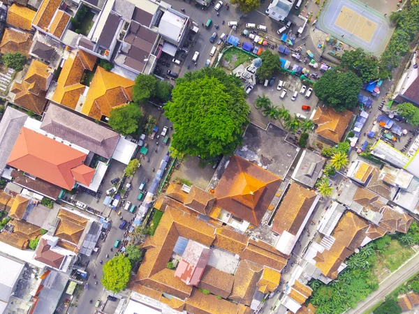 Abstract Defocused Aerial Photo Crossroads Cicalengka Square Which Filled Traffic — Stock Photo, Image