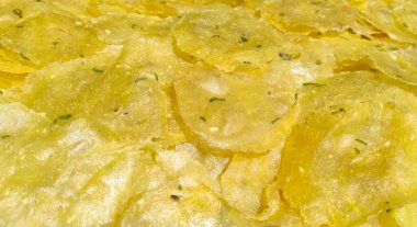 Abstract Defocused Blurred Background Photo of processed cassava chips, dried in the sun in the Cikancung area - Indonesia. Not Focus