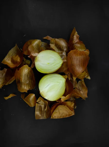 Abstract Defocused Blurred Background Photo Pile Onions Isolated Black Background — Foto de Stock