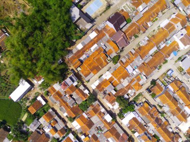 Abstract Defocused Blurred Background Aerial residential housing with forest on the edge in the Cikancung area. Not Focus